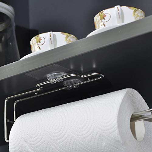 EROCY Paper Towel Holder with Adhesive Under Cabinet for Kitchen,Wall Mount & No Drilling - SUS 304 Stainless Steel