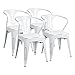 Furmax Metal Dining Chair Tolix Style Indoor Outdoor Use Stackable Chic Dining Bistro Cafe Side Metal Chairs (White)
