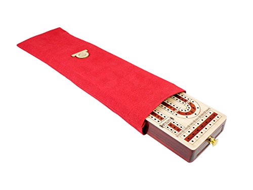 Continuous Cribbage Board Alphabet e Shape inlaid in Maple and Bloodwood with storage drawer for cribbage pegs 12.4" - 3 Tracks - House of Cribbage