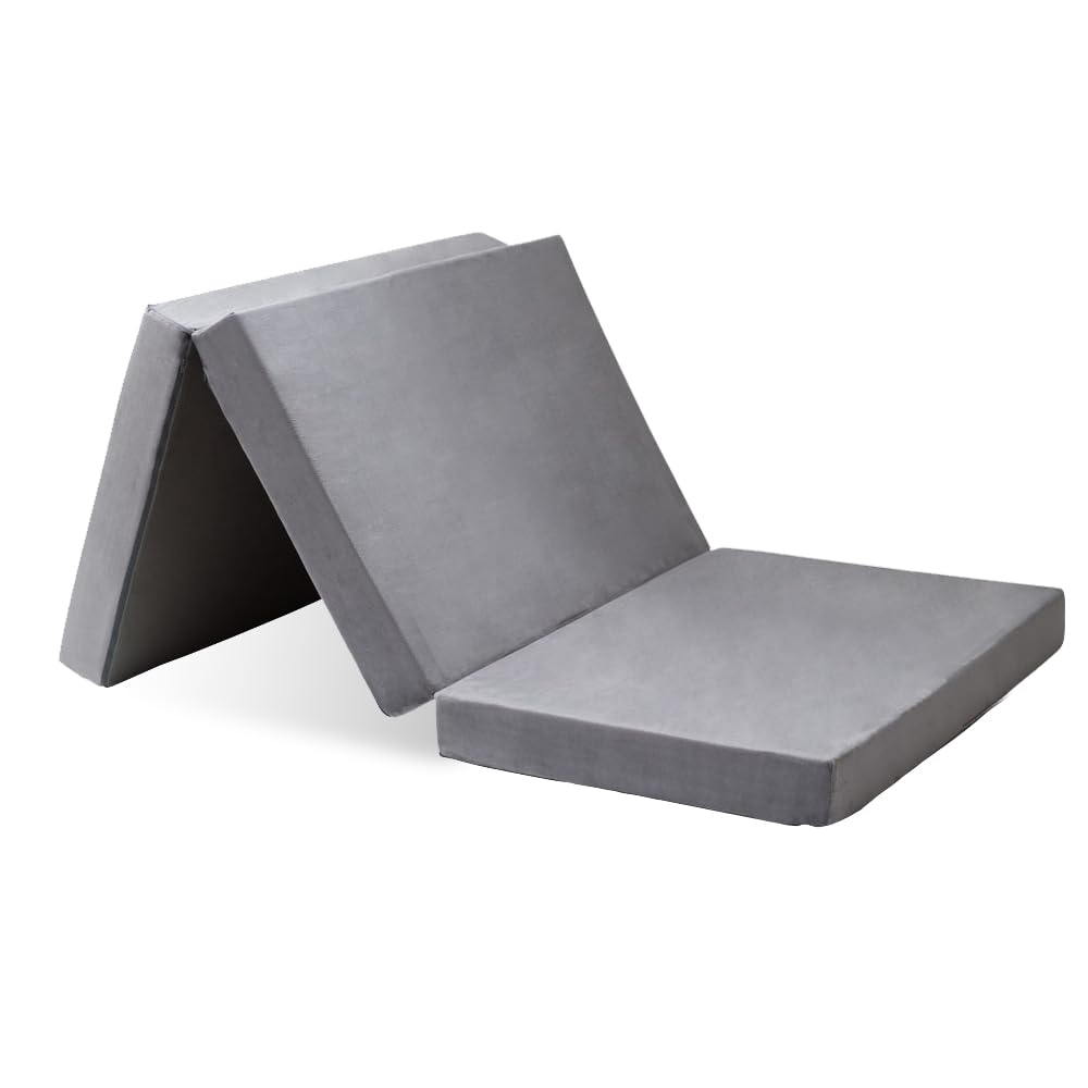 アイリスプラザ マットレス 高反発 セミシングル 厚さ10cm 硬め190N 三つ折りウレタンマットレス 抗菌防臭 グレー商品画像