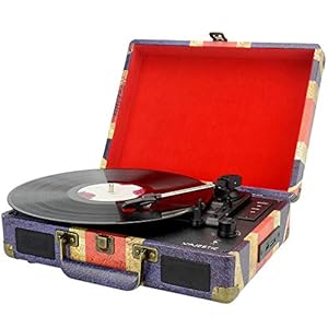 Majestic TT-43 BT/USB/SD/AX, draagbare platenspeler 33/45/78 omwentelingen met Bluetooth en USB-/SD-ingangen, UK-vlag