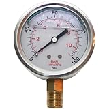Underhill A-PG160L Liquid Filled Pressure Gauge, 160 PSI