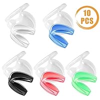 Quacoww 10 Pack Sport Mouth Guards with Carrying Case, for Any Mouth Sise, Athletic Teeth Guards for Boxing, Basketball, Badminton, Taekwondo (B)