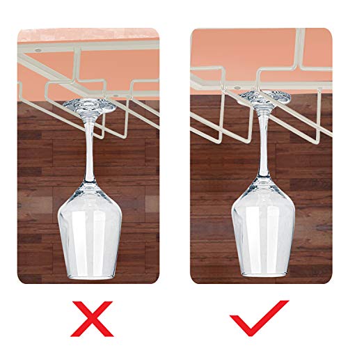 MOCOUM Wine Glasses Rack Under Cabinet Stemware Rack, Wine Glass Hanger Rack Wire Wine Glass Holder Storage Hanger for Cabinet Kitchen Bar (White, 3 Rows 2 Pack) - Thumbnail 4