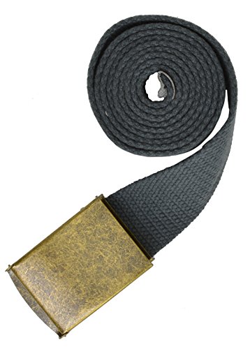 Marshal Wallet Flip-Top Buckle Fabric Belts with Brass Gold Buckle (Grey)