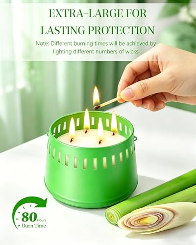 Vela grande citronela exteriore,Vela de Citronela con 4 mechas, Velas Perfumadas de Citronella 80 horas, Velas de Citronella 100% natural, Larga Velas de Regalo para acampar, jardín, picnic, patio