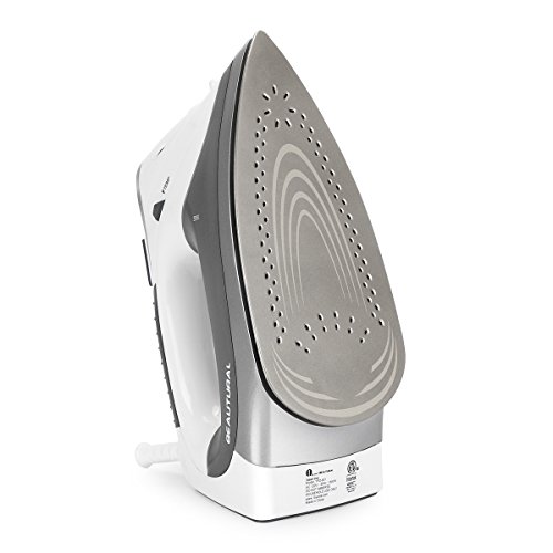 Beautural 1800 Watt Variable Temperature and Steam Iron with LCD Display, Double Ceramic Coated Soleplate, 6.2ft Power Cord and 340ML Tank-White/Grey