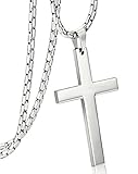 ORAZIO 3MM Stainless Steel Chain Cross Pendant Necklace for Men 22 24 30 Inches