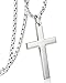 ORAZIO 3MM Stainless Steel Chain Cross Pendant Necklace for Men Silver Tone 24 Inches