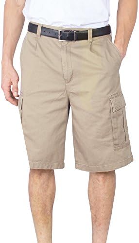 Mens Cargo Shorts Big And Tall Long Loose Fit Solid Cotton Chino Short (Dark Khaki,40)