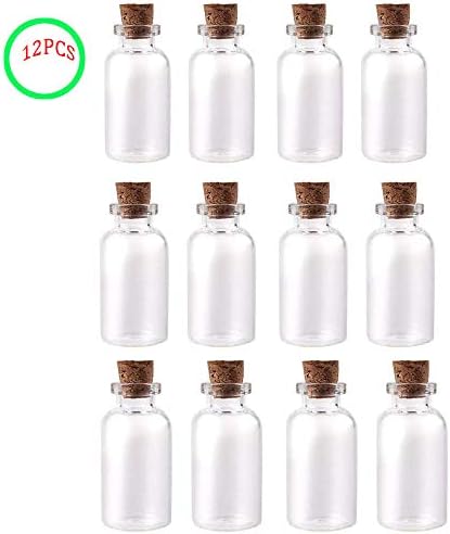Lucky Wish Glass Bottles, Mini Jars with Cork Stoppers, Message Containers Ideal for DIY Crafts, Home, Party Wedding Favors Pack of 12