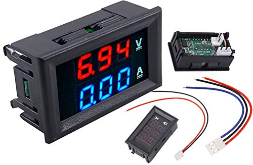 TECNOIOT DC voltímetro amperímetro Azul 100V 10A + LED rojo voltímetro digital doble amplificador calibre