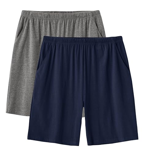 JINSHI Men's Cotton Modal Soft Short Pajama Pants Sleepwear Home Casual Elastic Waist with Pockets