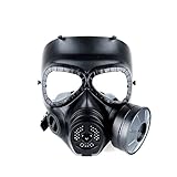 OFTEN Airsoft Paintbal Dummy Gas Mask Fan for Cosplay Protection Zombie Soldiers Halloween Masquerade Resident Evil Antivirus Skull (Black)