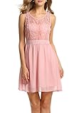 Zeagoo Women's Lace Neck Sleeveless Chiffon Cocktail Party Prom Dress