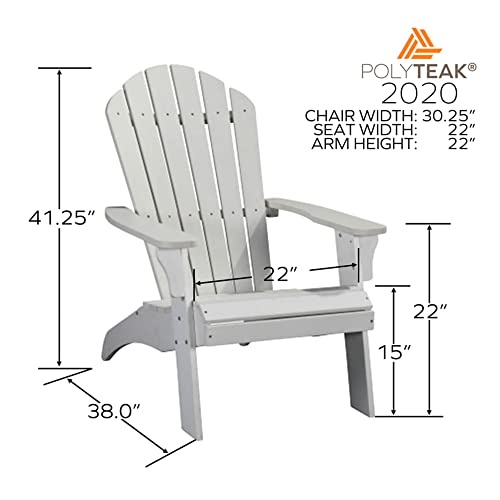PolyTEAK Extra Large Adirondack Chair, Premium Weather Resistant Poly