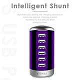 6 Ports Desktop Charging Station,USB Hub Fast Wall Charger with QC 2.1,Compatible for Smart Phones, Tablets, and Other Electronics (Purple)