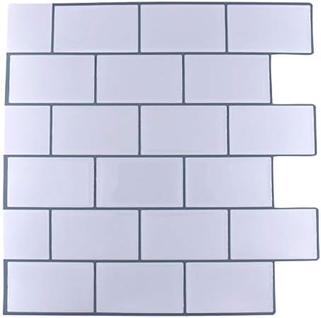 Peel and Stick Subway Tile Backsplash,HONJAN Renters Groutless Removable Adhesive White Vinyl Backsplash for Kitchen Bathroom 10”x10” Pack of 13 (A)