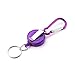 Heavy Duty Retractable Key Chain Badge Reel Holder W/ Carabiner Clip,SMYTShop Extractable Stainless Cable,Great for Swipe ID Cards or USB Flash Drives (Purple)