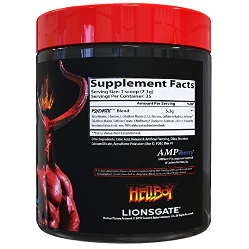 Insane Labz Hellboy Edition, High Stimulant Pre Workout Powder and NO Booster with Beta Alanine, L Citrulline, and Caffeine, Boosts Focus, Energy, Endurance, Nitric Oxide Levels, 35 Srvgs, Blue Rasp