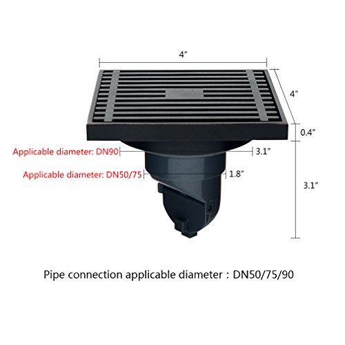HAOXIN Large Displacement 4 inches Self Suction Type Deodorant Core Floor Drain Filter Washing Machine Bathroom Floor Drain,Oil Rubbed Bronze DL43F