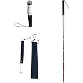 Aisenth Telescopic Retractable Cane for Blind - Mobility Stick with Wrist Strap&amp;Storage Pouch,Non-Slip Sweat-Absorbent Handle,Fixed Alloy Tip|Lightweight Portable Blind Walking Cane Stick