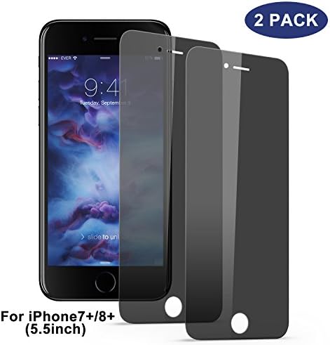 iPhone 7Plus/8Plus Privacy Screen Protector, Bestfy Privacy Protection Scratch-Resistant Anti-spy Tempered Glass Screen Protector, Black, 5.5”