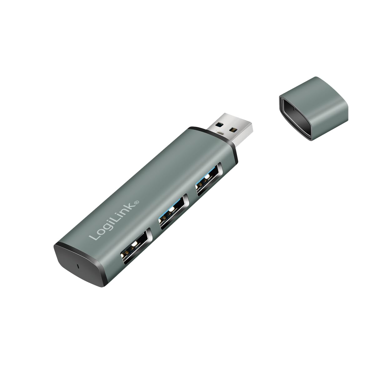 LogiLink USB 3.2 (Gen2) 3-port hub, aluminium housing with protective cap