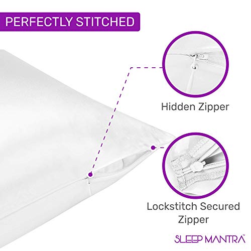 Sleep Mantra White Silk Pillowcase Queen Size - 20 x 30 Inch Pillow Cover with Hidden Zipper, 100% Silk 22 Momme Machine Washable Pillow Sham for Sensitive Skin and Hair - Thumbnail 6