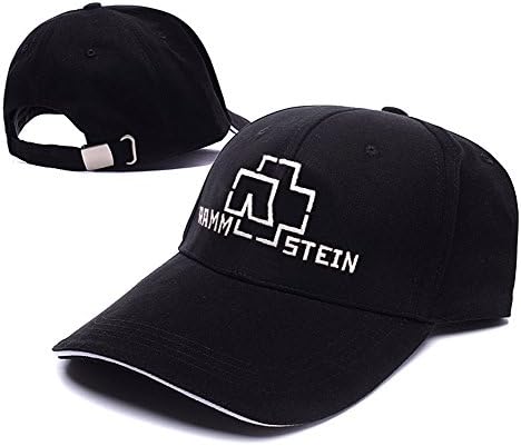HEJIAXIN Rammstein Heavy Metal Rock Band Logo Adjustable Baseball Caps Unisex Snapback Embroidery Hats - Black/White