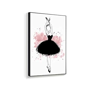 Framed Canvas Home Artwork Decoration Elegant Ballerina Canvas Wall Art for Living Room, Bedroom - 16x24 inches