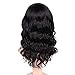 WIGNEE 100% Virgin Human Hair Loose Deep Wave Wigs with Bangs Brazilian Human Hair Wave Wig for Women Natural Black (14 Inch)
