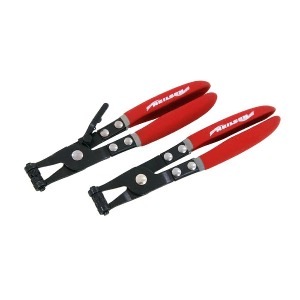 Neilsen CT1060 2pc Hose Clip Pliers Set 8.5in 220mm with Swivel V Slot and Cross Slot Jaws Ideal for Confined Hard to Reach Spaces Fuel Coolant Pipe Spring Clips Ring Type Clips