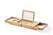 Mosa Natural Bamboo Bathtub Tray Bath Caddy Book Wine Glass Holder, 27.6