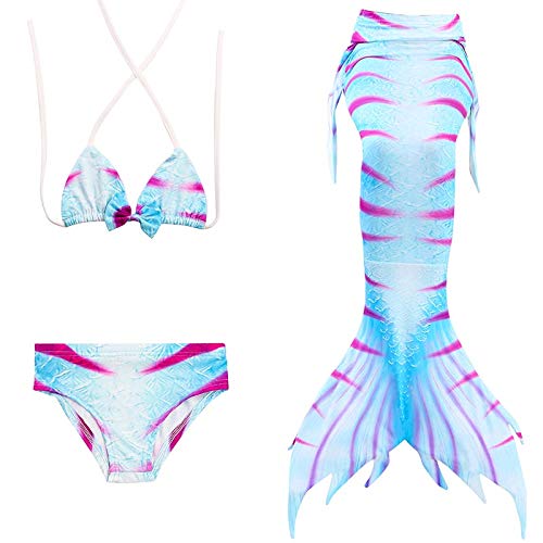 Dunnomart Mermaid Tail Swimming Children Girls Bikini Swim Swimsuit Cosplay Mermaid Tail Optional Monofin