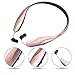 Wireless Headphones, Bluenin Bluetooth V4.1 Headset Earbuds Sports Neckband Retractable Earphones with Mic for iPhone Android (12 Hours Play Time, CVC 6.0 Noise Cancelling, Sweatproof, Rose Gold)