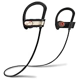 Bluetooth Headphones, IWAVION Wireless Bluetooth V4.1 Stereo Sports Earphones,Wireless Noise Cancelling IPX4 Sweatproof Running Earbuds Headset with Built-in Mic for iPhone Samsung (Gold)