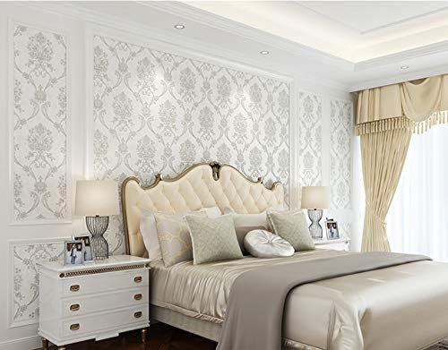 Wallpaper Flower-Silver White Non-Woven Wallpaper for Living Room Tv Sofa Bedroom Wall Covering Background