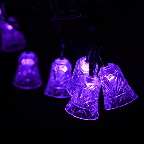 lederTEK Solar Christmas Lights 24.6ft 7.5m 40 LED 8 Modes Solar Light String Bell Solar Fairy String Lights for Outdoor, Gardens, Homes, Wedding, Christmas Party, Waterproof (40 LED Pruple)