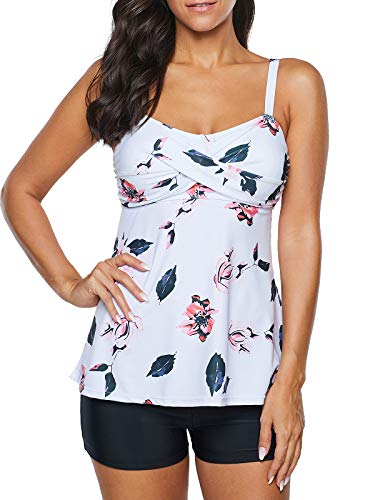 image for Zando Two Piece Swimsuits for Women Modest Tankini Top with Boyshort S