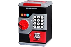 OYE HOYE Piggy Bank for Boys, Black ATM Piggy Bank for Real Money, Toys for Boys Girls Kids Children Birthday, Cash Coin Can with Personal Password Setting and Auto Money Scroll