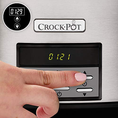 Crockpot Olla de Cocción Lenta Digital 7,5 L (Más de 10 Personas) | Con Recipiente Apto para el Horno | Apta para Lavavajillas | Acero Inoxidable [CSC063X]
