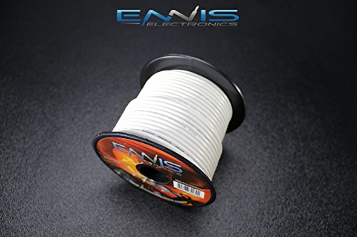 14 GAUGE WIRE WHITE BY ENNIS ELECTRONICS 100 FT SPOOL PRIMARY AUTOMOTIVE AWG COPPER CLAD