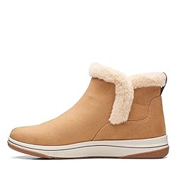 Clarks Women's Breeze Fur Ankle Boot, Tan Textile, 9