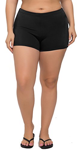 Sociala Womens Plus Size Swim Bottom Boyleg Swimsuit Shorts Boardshorts 28 Black