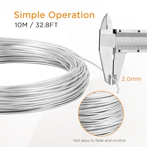 Romon Aluminium Wire 2 mm x 10 m, Craft Aluminium Wire, Flexible Aluminium Wire for Jewellery Making DIY Jewellery Making