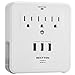 BESTTEN Wall Mount Surge Protector with 3.1A Triple USB Charging Ports, 3 AC Outlet Plugs and 2 Slide Out Phone Holders, ETL Certified