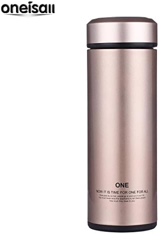 ONEISALL GYB0023 320ML Healthy Glass Liner Insulated Travel Coffee Thermos Mug, Glass Liner Vacuum Flask (Pale Gold)