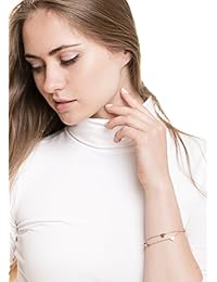 Delicado pulsera corazón encantos Rose Gold   doble Stranded Cadena pulsera Estilo minimalista
