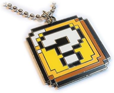 Super Mario World ? QUESTION BLOCK BOX Pixel SNES Charm Pendant Necklace with Ball Chain